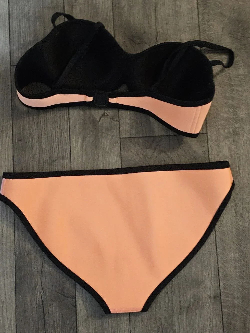 Triangl swimwear Poppy Peach Soda Colorblock Bikini Set with Black Trim{Bx8}